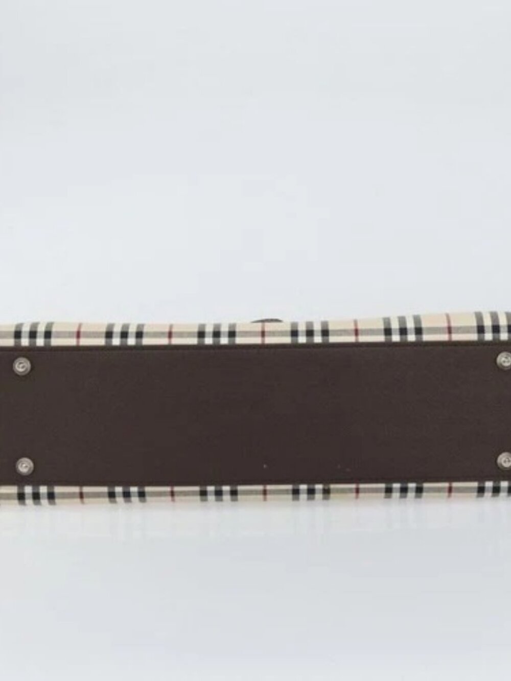 BURBERRY Nova Check Hand Bag Canvas Beige Silver Auth 158957A - Picture 5 of 16